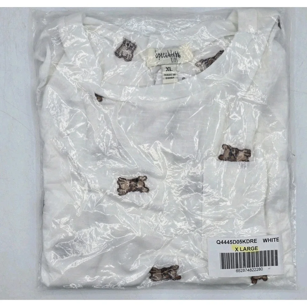 Speechless Girl's Graphic‎ T-Shirt Cute Dog Frenchie Size XL White